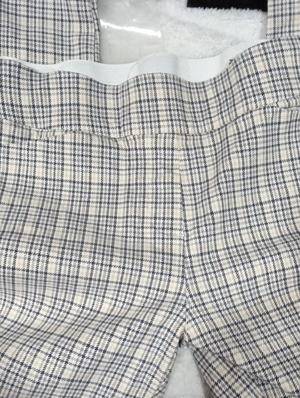 Maurices Cream and Navy Plaid High-Rise Pants